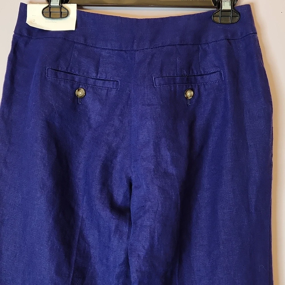 LOFT 100% Linen Women's Julie Trouser Royal Blue, Size 2P - Picture 3 of 10